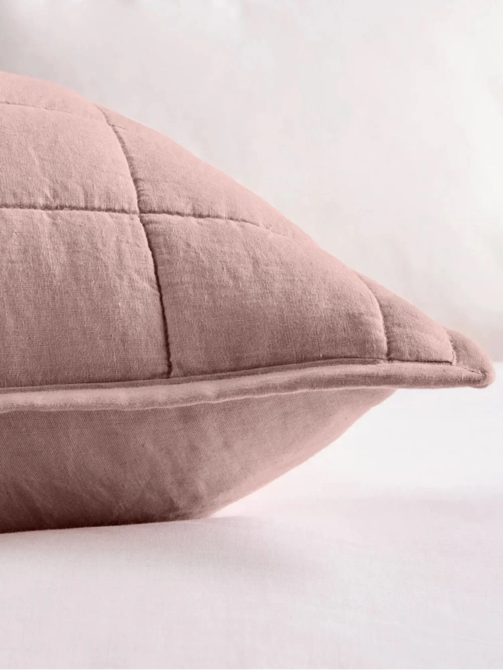 NWOT Quince European Linen Box Quilted Euro Sham in Dusty Mauve